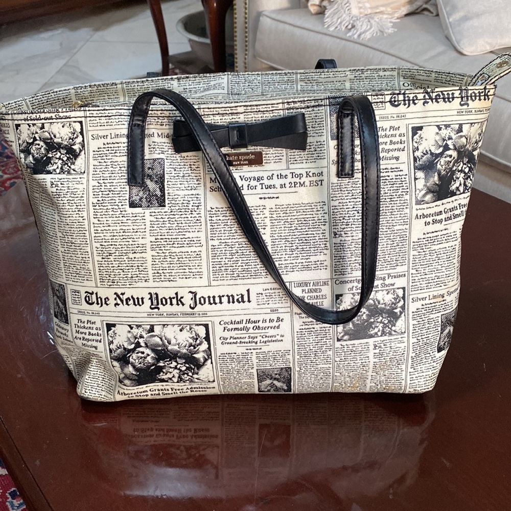 Kate Spade ♠️ newspaper bag tote shoulder purse 👜 unique The New York Journal